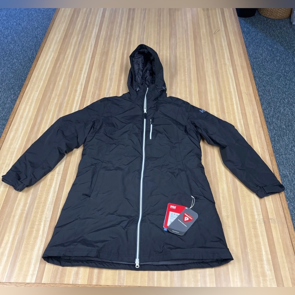 Women's XL Helly Hansen Long Belfast Winter Jacket Zip Black X-Large 62395-991